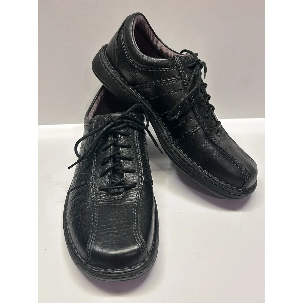 Skechers Streetcars Slapshot Mens 9 Black Leather Oxford Walking Shoes